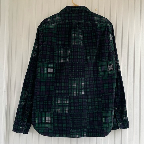 J.Crew Men's Garment Dyed Corduroy Tartan Patchwork Shacket Workshirt LARGE - Picture 2 of 11